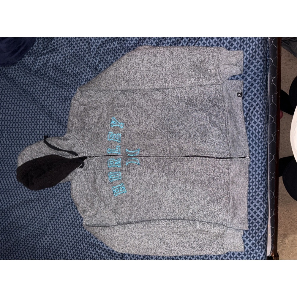 Hurley Long Sleeve Sherpa 1/2 Hooded Jacket Men's M Grey